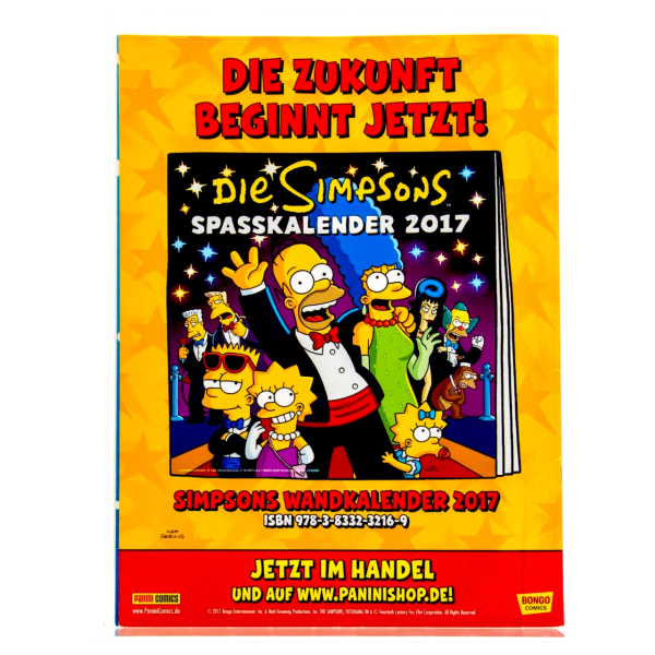 Comiccover von Die Simpsons – Winterwirbel 1: Homer, Marge, Bart, Lisa und Maggie in einer verschneiten Winterlandschaft, eingepackt in Winterkleidung, umgeben von Schnee, Eis und winterlichem Chaos.
